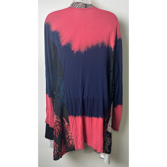 The Pyramid Collection Women’s XL Slinky Cardigan Art to wear lace Tie Dye D1 - Picture 4 of 9